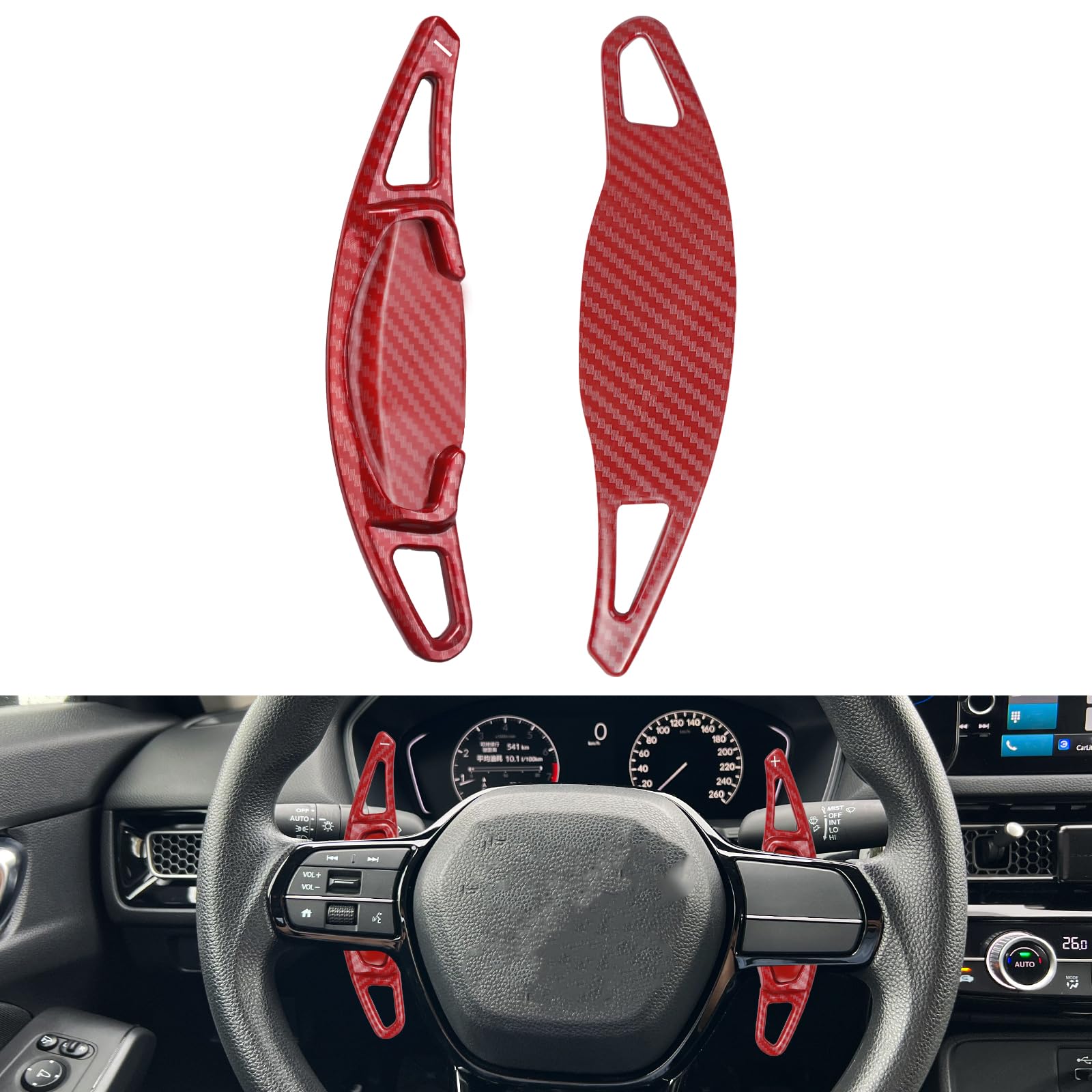 Paddle Shift Extensions Compatible with Honda Civic, Accord/CR-V - Fits 11th Gen Civic 2022-2024, Accord/CR-V 2023-2024 - 10th Gen Civic Accessories, Paddle Shifter Covers (red)