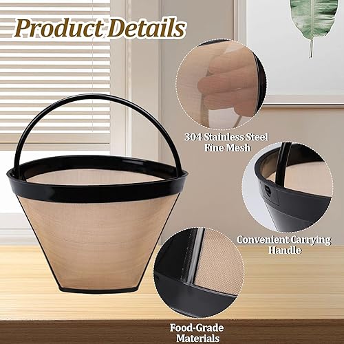 Miniatura 4 de Dexspoeny Filtro de café, tazas K reutilizables y filtro para cafetera (para cafetera Ninja Dual Brew Coffee) 304 malla de acero inoxidable para