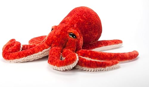 The Petting Zoo Peluche de pulpo rojo del Pacífico, regalos para niños, animales salvajes del océano Onez, juguete de peluche jumbo de pulpo de 24