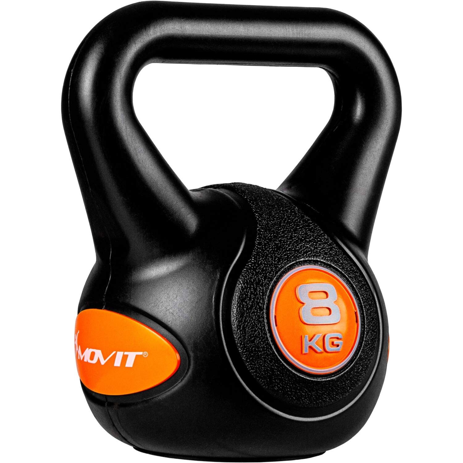 MOVIT Kettlebell STYLISH BLACK, Kugelhantel mit bodenschonender Kunststoffhülle, 2 kg bis 20 kg, schadstoffgeprüft