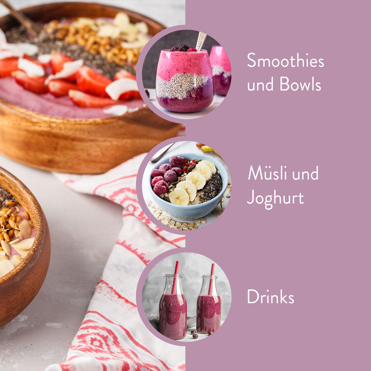 BORCHERS Bio Açaí-Pulver, 3x 80g, aus dem Fruchtfleisch der Açaí-Beere, gefriergetrocknet, Bio-Qualität, ballaststoffreich, vegan, für Drinks, Smoothies und Müsli
