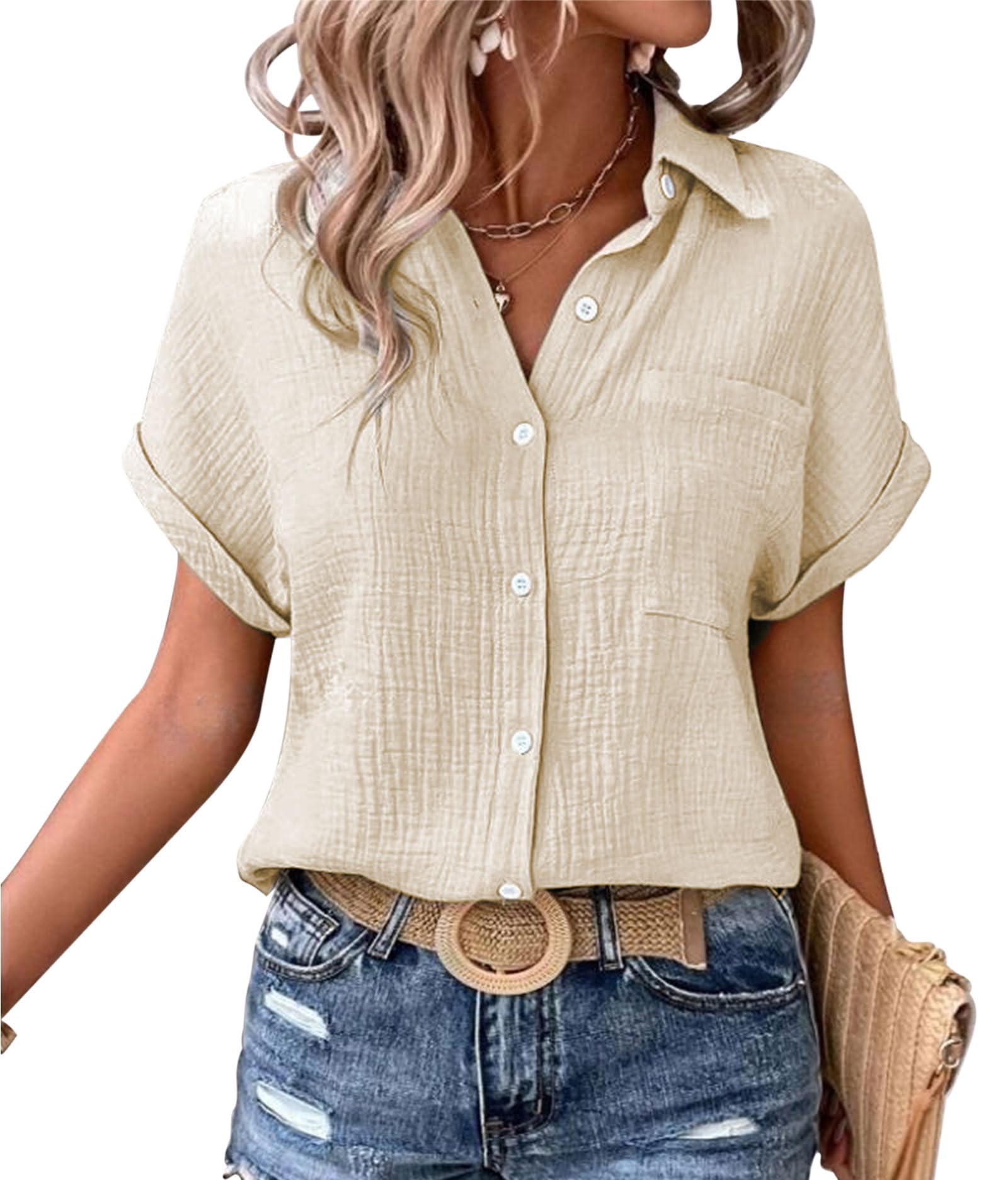 Zusss Blouse korte mouw Brique