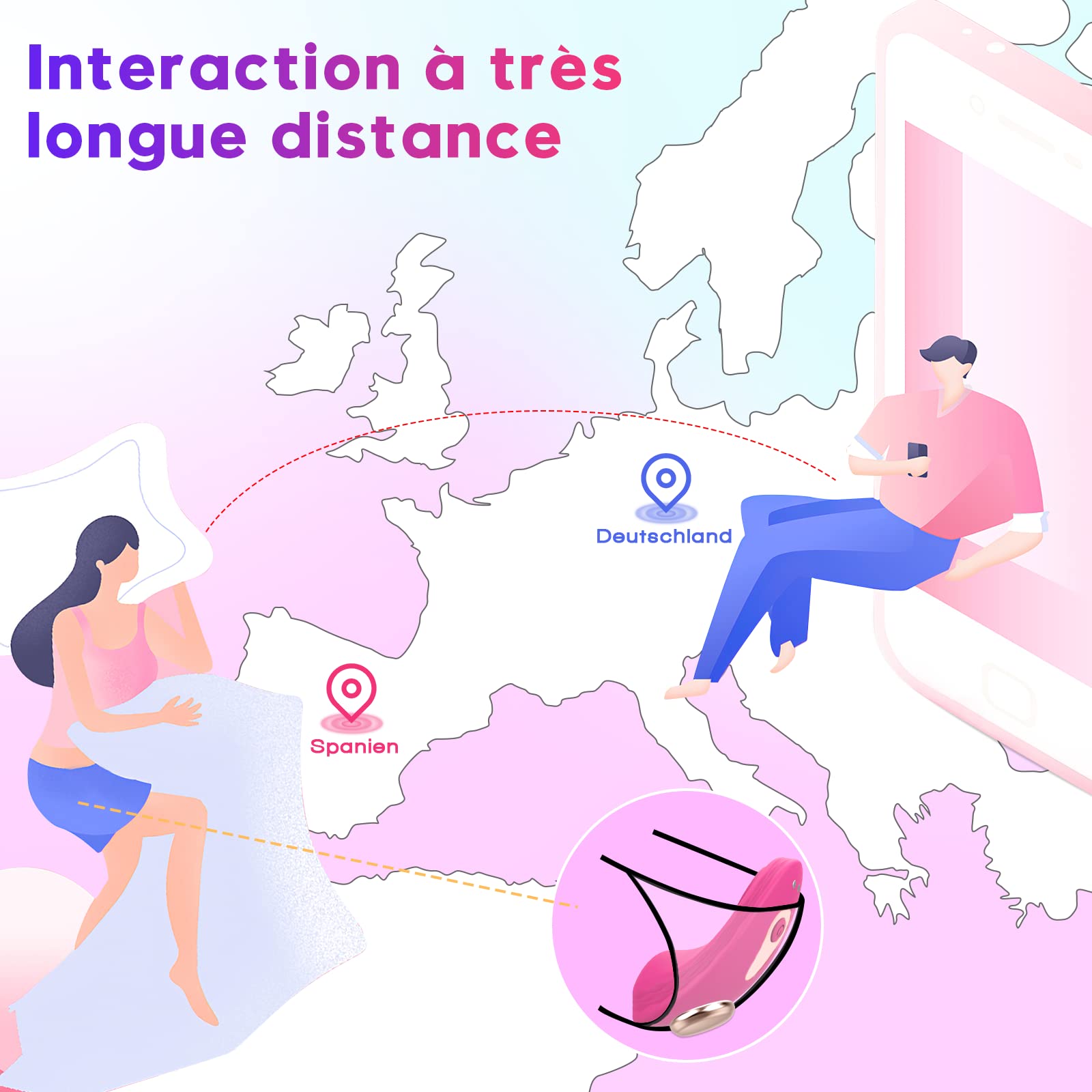 Jahuno Vibromasseurs feminin portable avec APP, Sex toýs oeuf vibrateur pour couple à distance avec 10 modes pour son clitoris vaginal, vibrant sans fil clitoridien, Rose