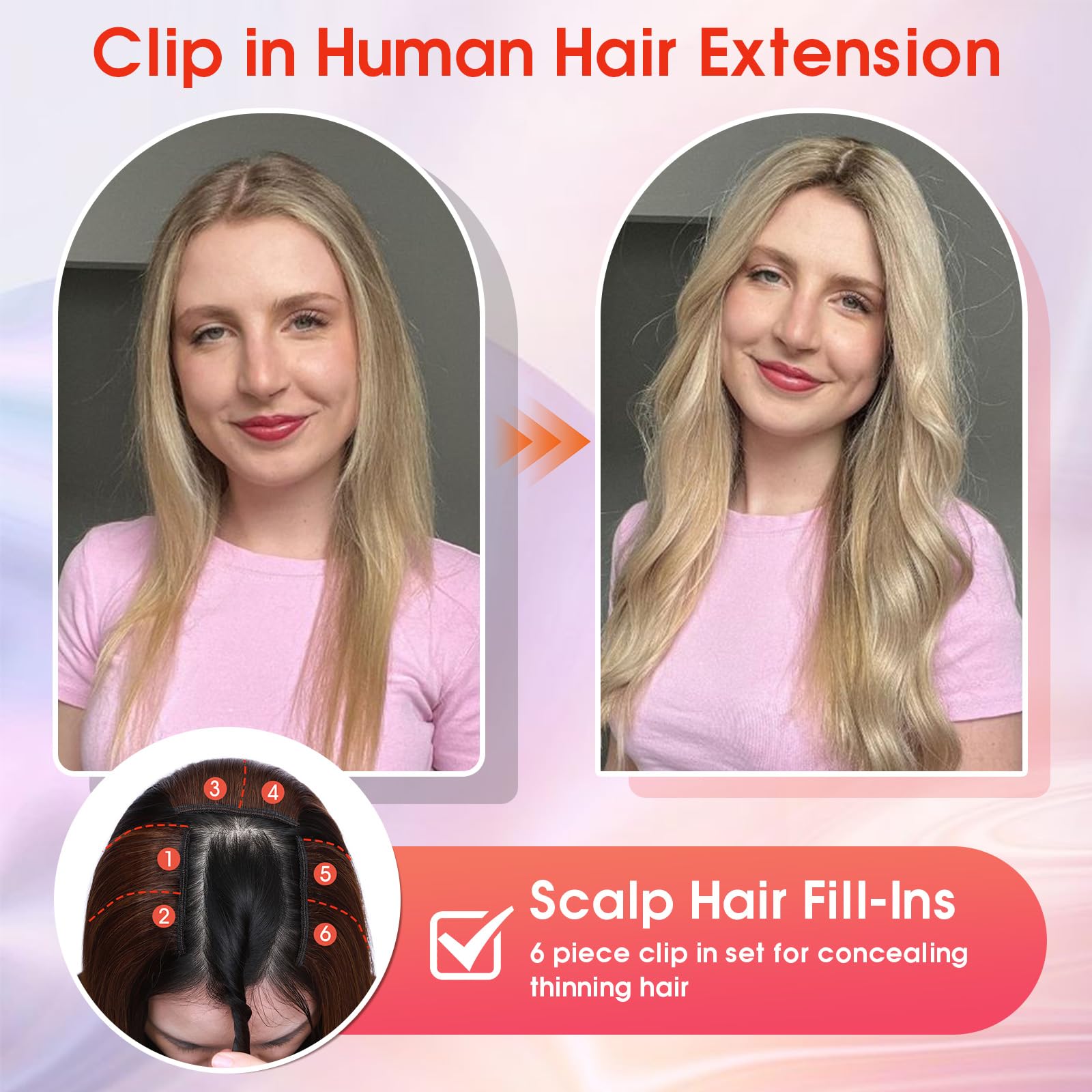 S-noilite Clip in Human Hair Extension Highlight Light Auburn 10 Inch Colored Hair Extensions Clip in for Women Kids Girls Straight Real Human Hair 6 Pieces/Pack 31g - Image 4