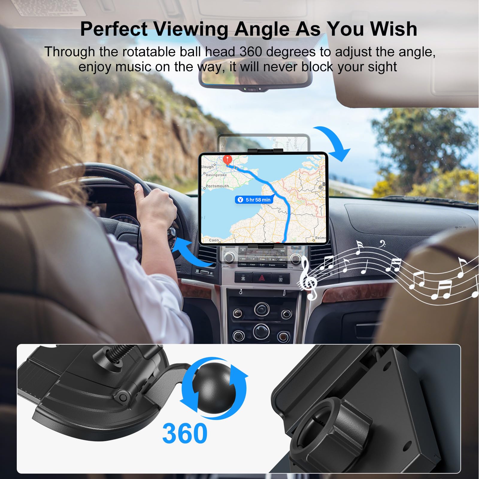 Supporto per tablet PLDHPRO universale per auto 5.1-15.6 pollici per navigare e video