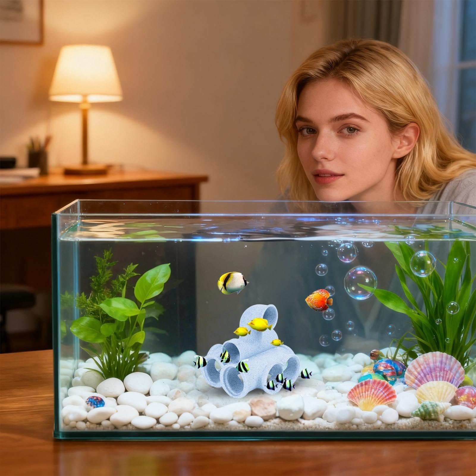 Generico Grotta per Pesci da Vasca Decorazione Porosa per Vasca e Acquario | Decorazione 'Habitat del Betta Per Principianti Acquariofili Pescatori Casa Ufficio Ristorante Hotel Negozi Sale Riunioni