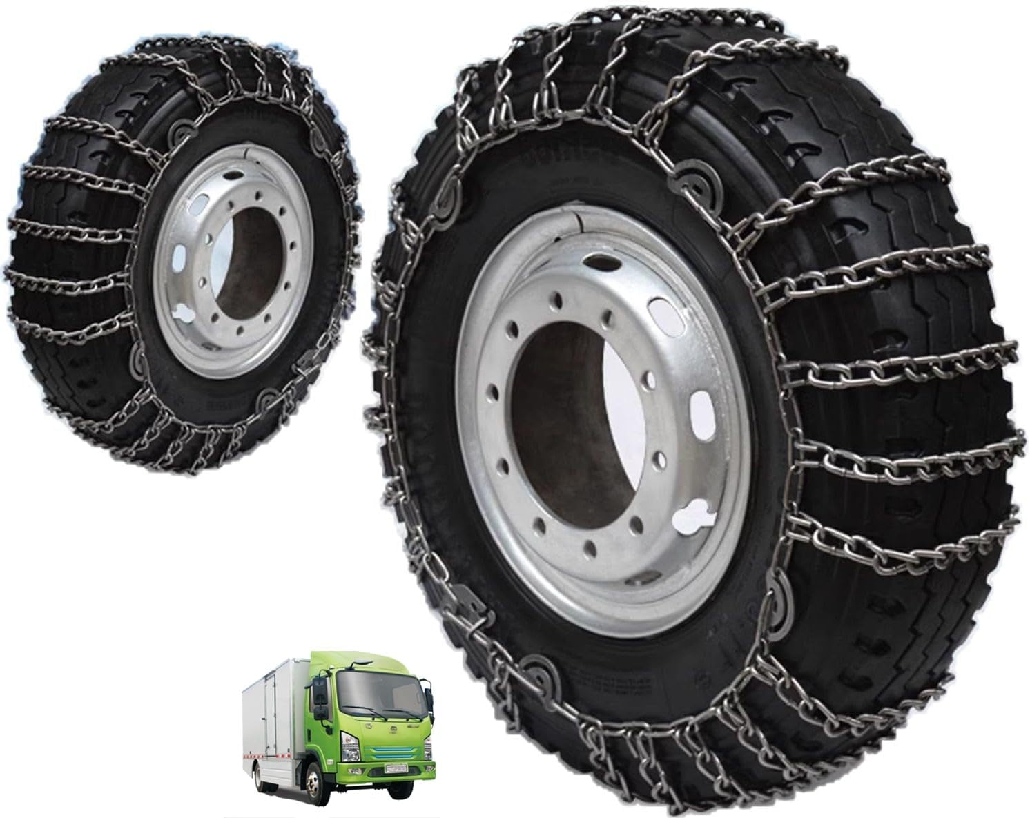 Tire Traction-2pcs Snow Chains for Semi Trucks Snow Chains for Tires Universal Metal Tire Chains for SUV Trucks Pickup Trucks Semi Trucks Van Trucks ATV Light Truck Heavy goods vehicles 285/80R22.5