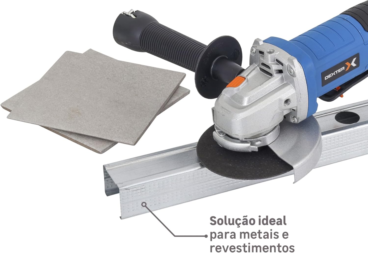 Angle grinder cutting a metal profile