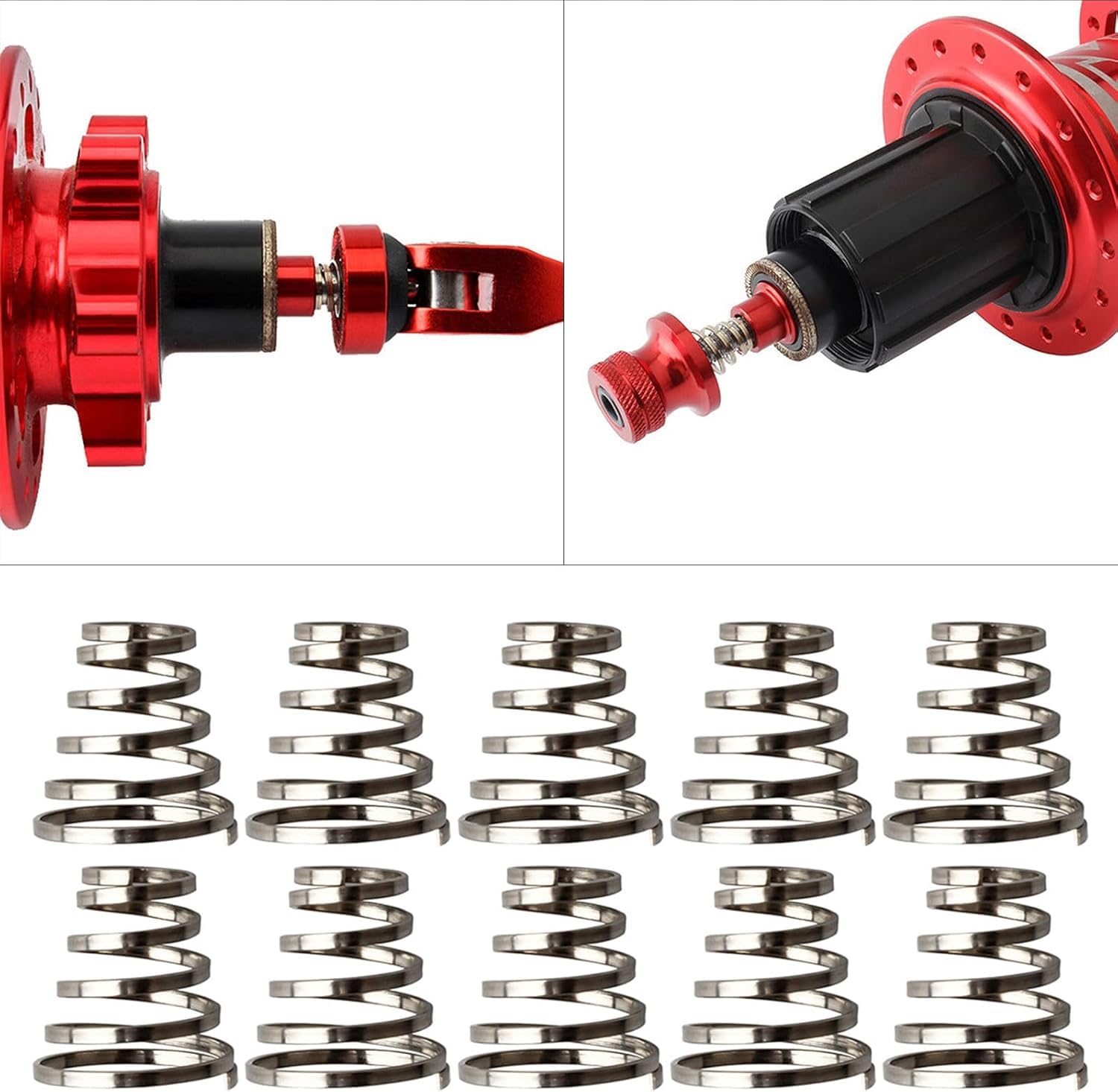 10Pcs Silver Bike Quick Release Skewer Springs,Stainless Steel Bike Hub Quick Release Lever Shafts Spring For Cycling Mountain Road Bike Bike Wheel Spring,Quick Release Spring Skewer Hub For Bike