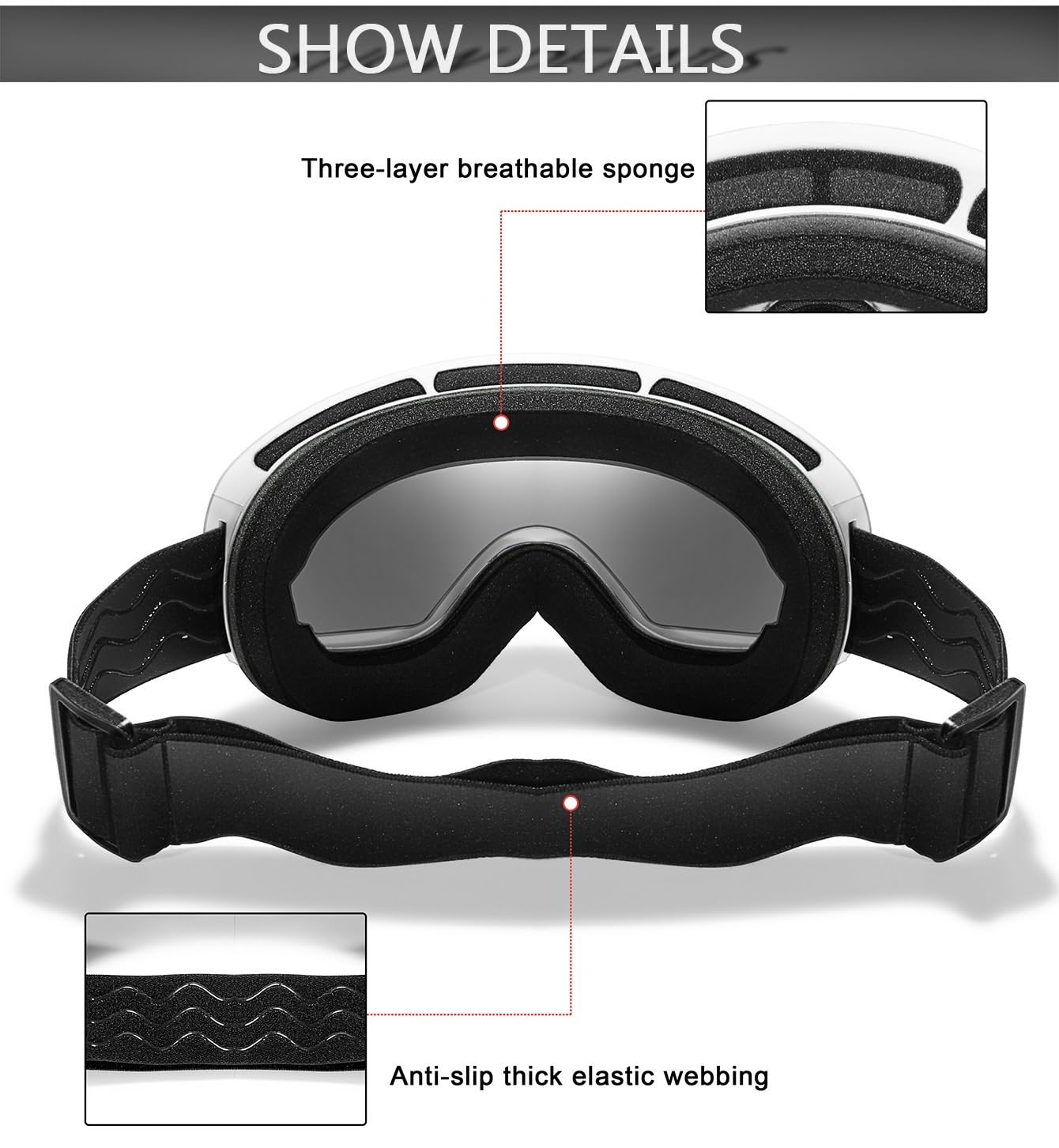 Lunettes de ski coupe-vent pour homme et femme, double pont, anti-buée, anti-reflets, protection UV