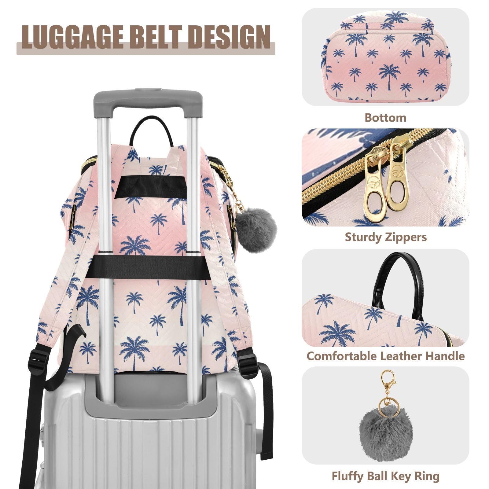 Zaino da donna, 15 l, alla moda, morbido, leggero, adatto a tutti gli abbinamenti | Materiale trapuntato antiusura forma flessibile multi cerniera stoccaggio per le signore viaggio sport gite quotidiane