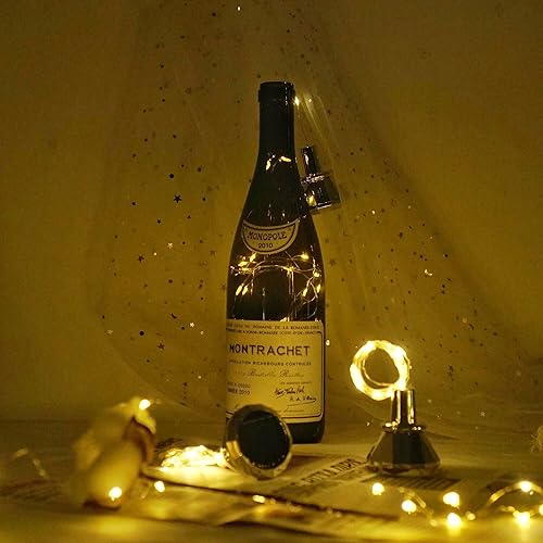 Miniatura 5 de Luces solares para botella de vino, paquete de 10 luces de corcho de diamante, 20 LED para exteriores, impermeables, para jardín, boda, patio