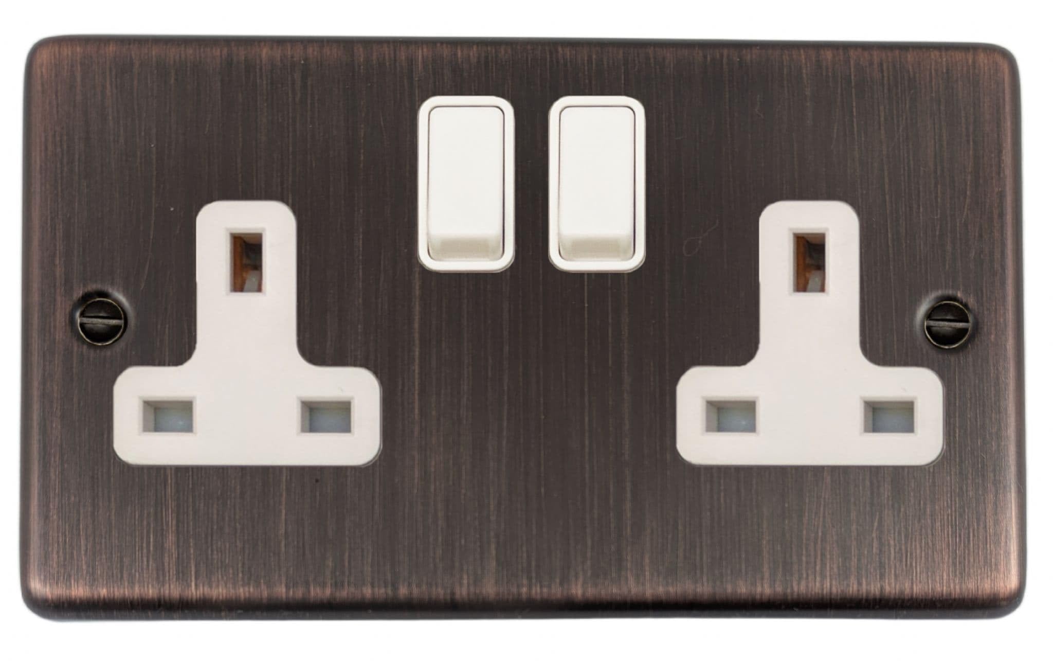 G&H Brassware G&H Cac10w Standard Plate Antique Copper 2 Gang Double 13A Switched Plug Socket