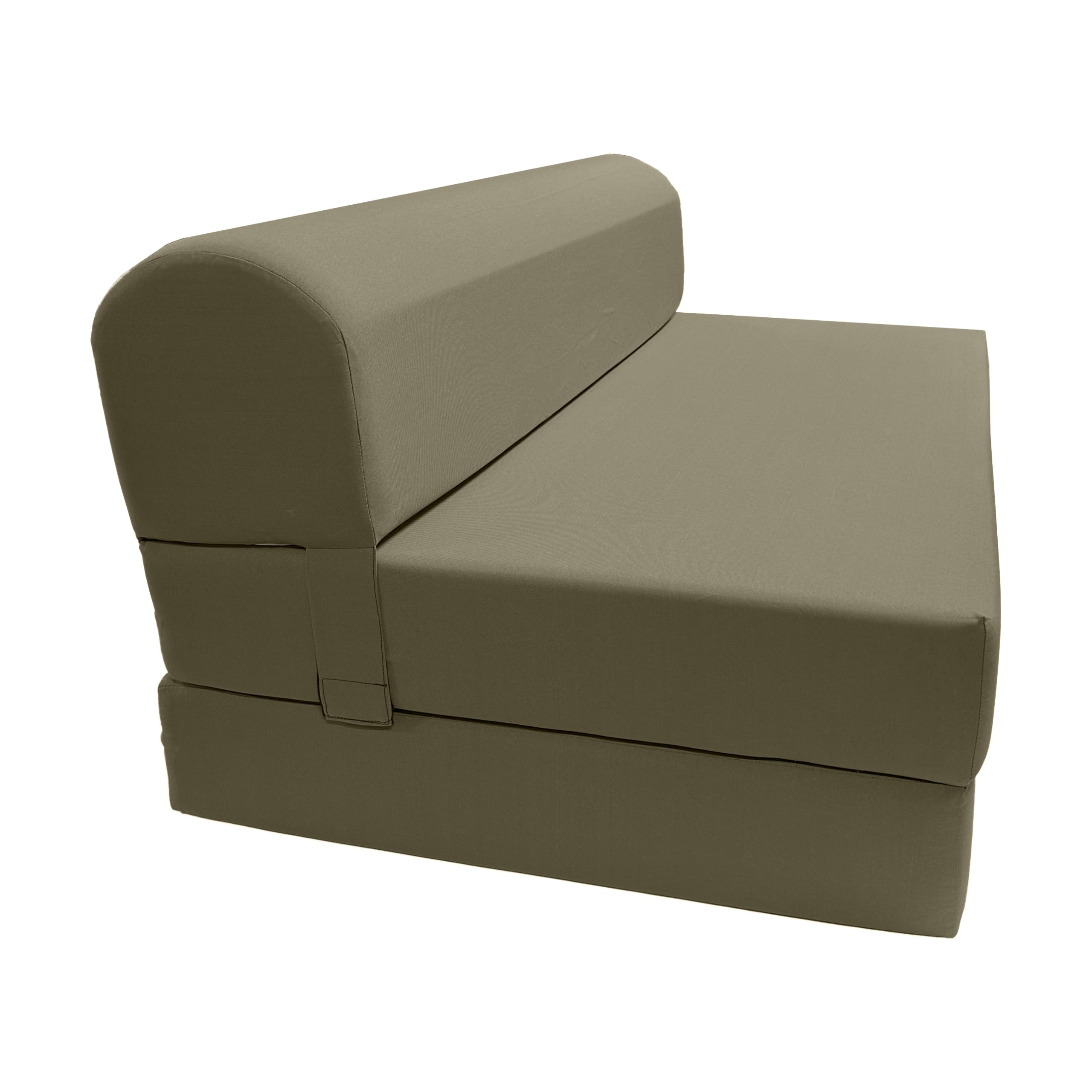 D&amp;D Futon Furniture Sleeper Chair Folding Bed, Studio Sofa Guest Folded Mattress, High Density Foam (72 x 48 x 6, Tan)