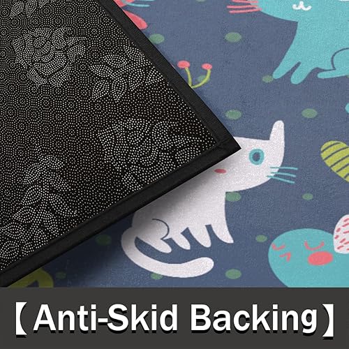 Miniatura 3 de Tapete semicircular vintage para puerta de interior con diseño de gatos, antideslizante, semicírculo, tapete de bienvenida de 24 x 36 pulgadas,