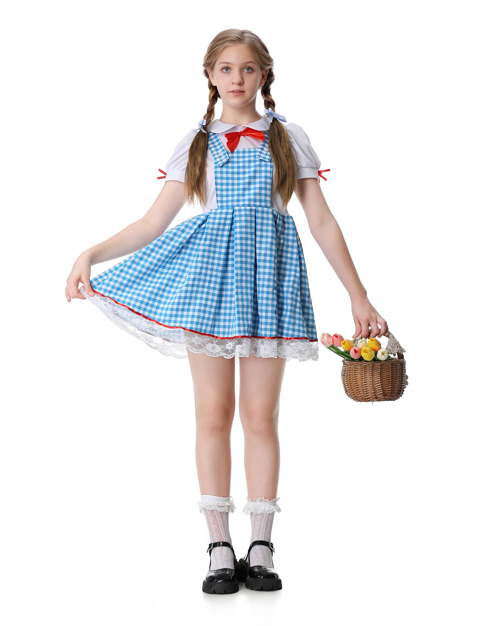 blue gingham dorothy dress Steel Blue Gingham Lace Trim Sleeveless Mini Dress main image 0