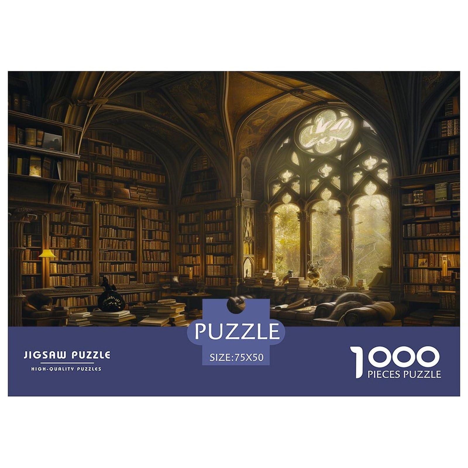 Magical Bibliothek Puzzle 1000 Teile - Premium Holzpuzzle 75x50cm Für Erwachsene