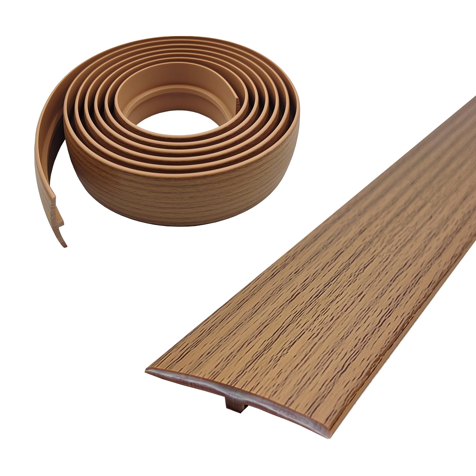 Transition Profile, T Profile Transition Strip, Self-Adhesive 5 x 300 cm, Door Threshold Strip, PVC Flat Gap Cover for Door Thresholds and Connecting Floors of Laminate Flooring Tiles (Yellow Oak, 5