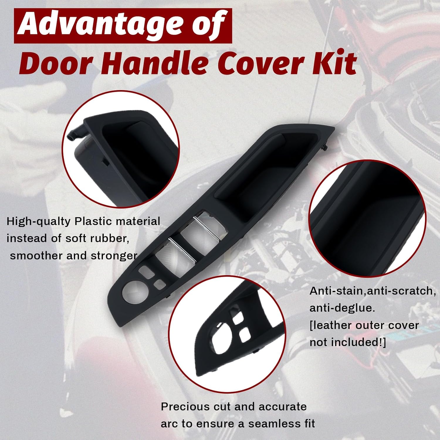 Inner Door Pull Handles Kit 7PCS Replacement for 2010-2016 BMW 5 Series 520 523 525 528 530 535 F10/F11 Driver Side Window Switch Armrest + Passenger Door Pull Handle + Window Switch Covers (Black)