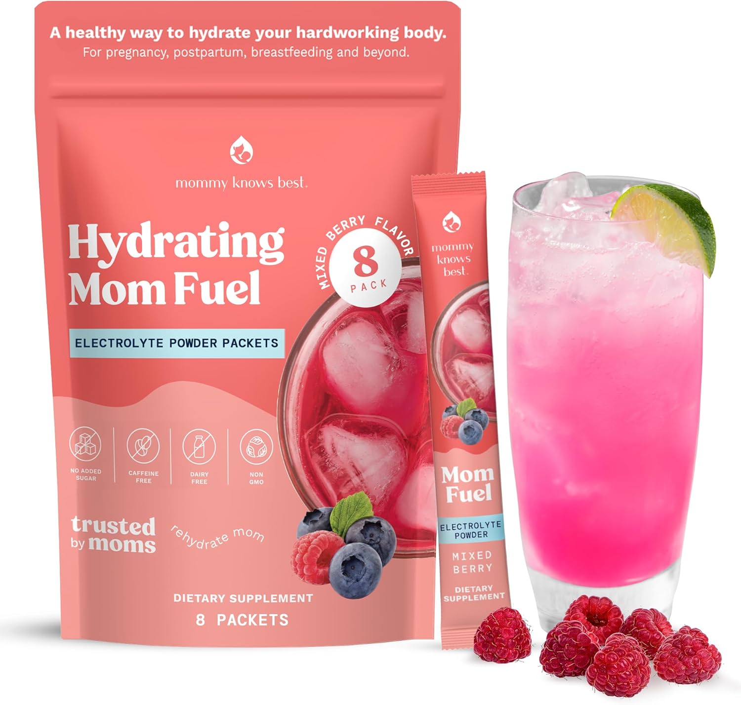 Mommy Knows Best Mom Fuel Electrolyte Drink Mix for Moms, Hydration Support for