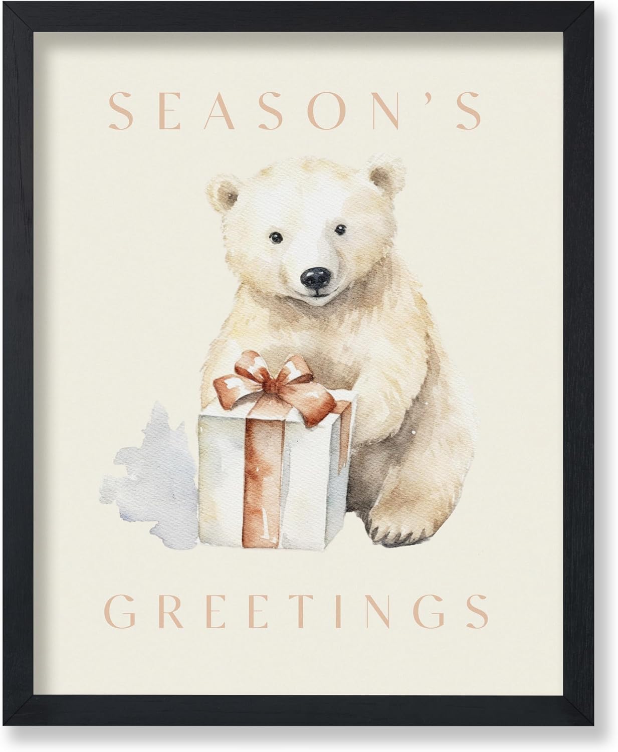 Poster Master Season's Greetings Poster - Bear Print - Christmas Art - Holiday Art - Gift for Men, Women & Animal Lover - Funny Decor for Kid's Room, Nursery or Living Room - 8x10 UNFRAMED Wall Art