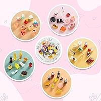 Vista 3 de 50 piezas de botellas en miniatura de comida y bebida, latas de refresco, accesorios de juego de cocina de simulación, juguetes de Hamburgo, pastel