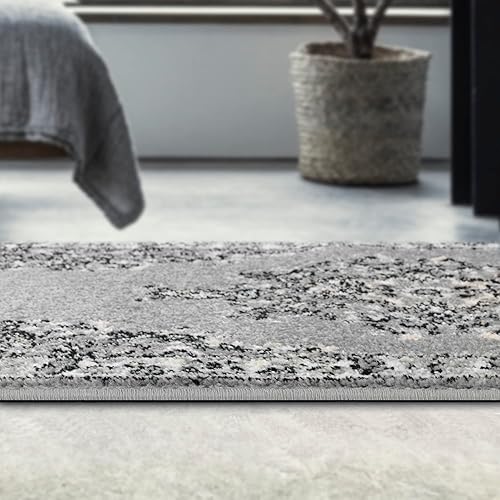 Miniatura 5 de Antep Rugs Oriental - Alfombra tradicional de 2 x 10 con medallón para interiores Siesta (gris beige, 2 x 10 pies)