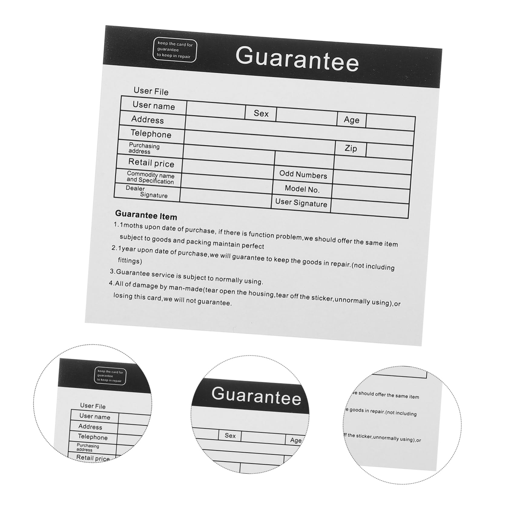 PRETYZOOM Tarjetas De Inglés Para Electrodomésticos Y Soporte Postventa Práctica Para Usuarios Internacionales 200 Piezas X 4