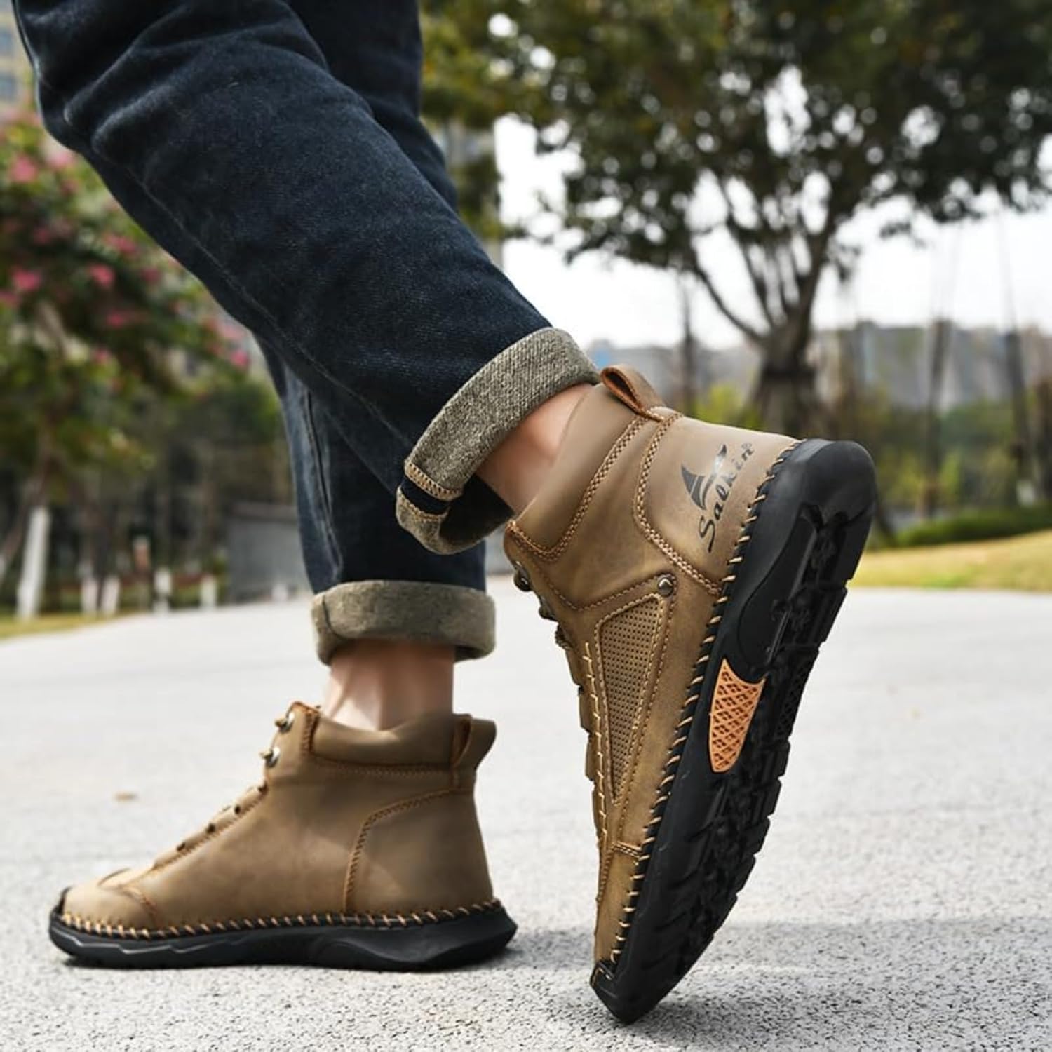 Men's Salkin 2.0 Trail Barefoot Boots - Waterproof Handmade Leather Minimalist Shoes for Hiking & Outdoors with Arch Support