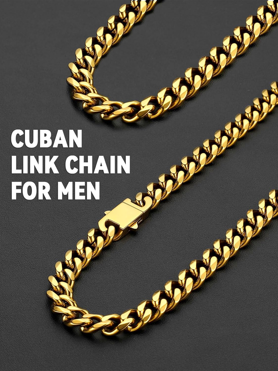 FaithHeart Mens Stainless Steel Cuban Link Chain Necklaces - No Tarnish Durable Chunky Miami Cuban Chain, 6/9/12mm Trendy Width Hip Hop Chains Upgrade Clasp Jewelry Gift for Him 18"-30"