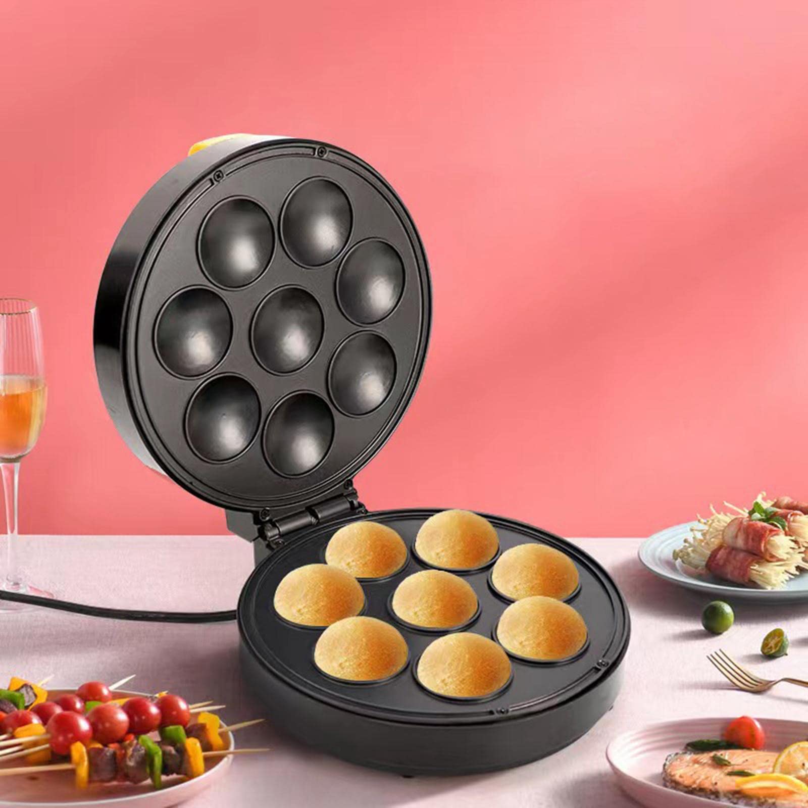 CLUB BOLLYWOOD® Donut Maker 8 Section Nonstick EU Adapter for Oatmeal Chocolate Chip Donut | Small Kitchen Appliances | Waffle Makers| Waffle Makers|1 Breakfast Machine(EU Adapter)-image-15