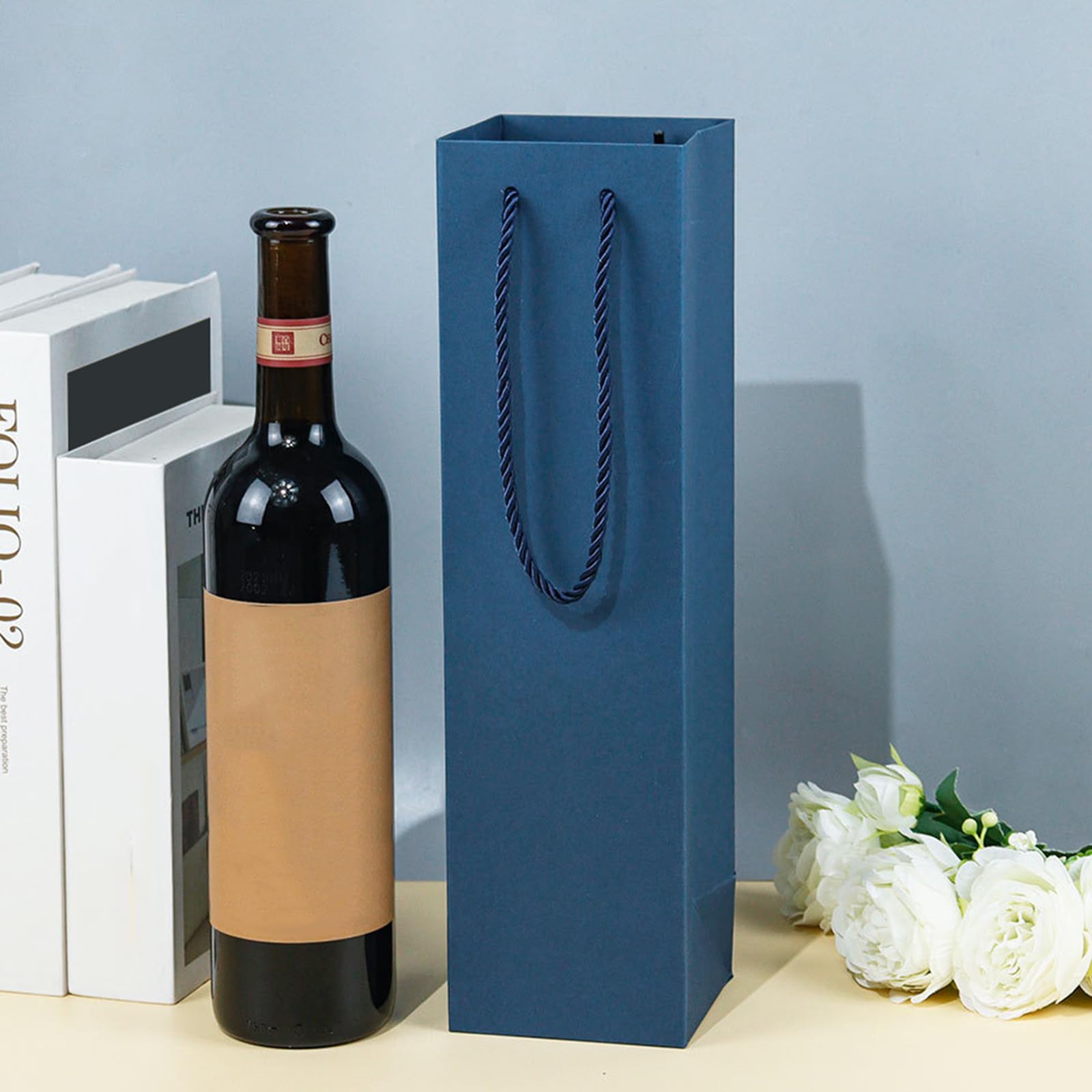 12 Sacchetti Regalo Per Vino Nero - Riciclabili, Per Champagne, Whisky, Prosecco, Misura 11x9x35 Cm - 3