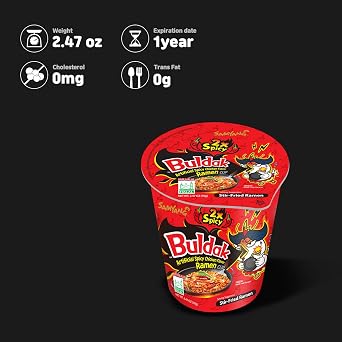Samyang 2X Buldak Spicy Hot Chicken Stir Fried Cup Noodles (Pack of 6)