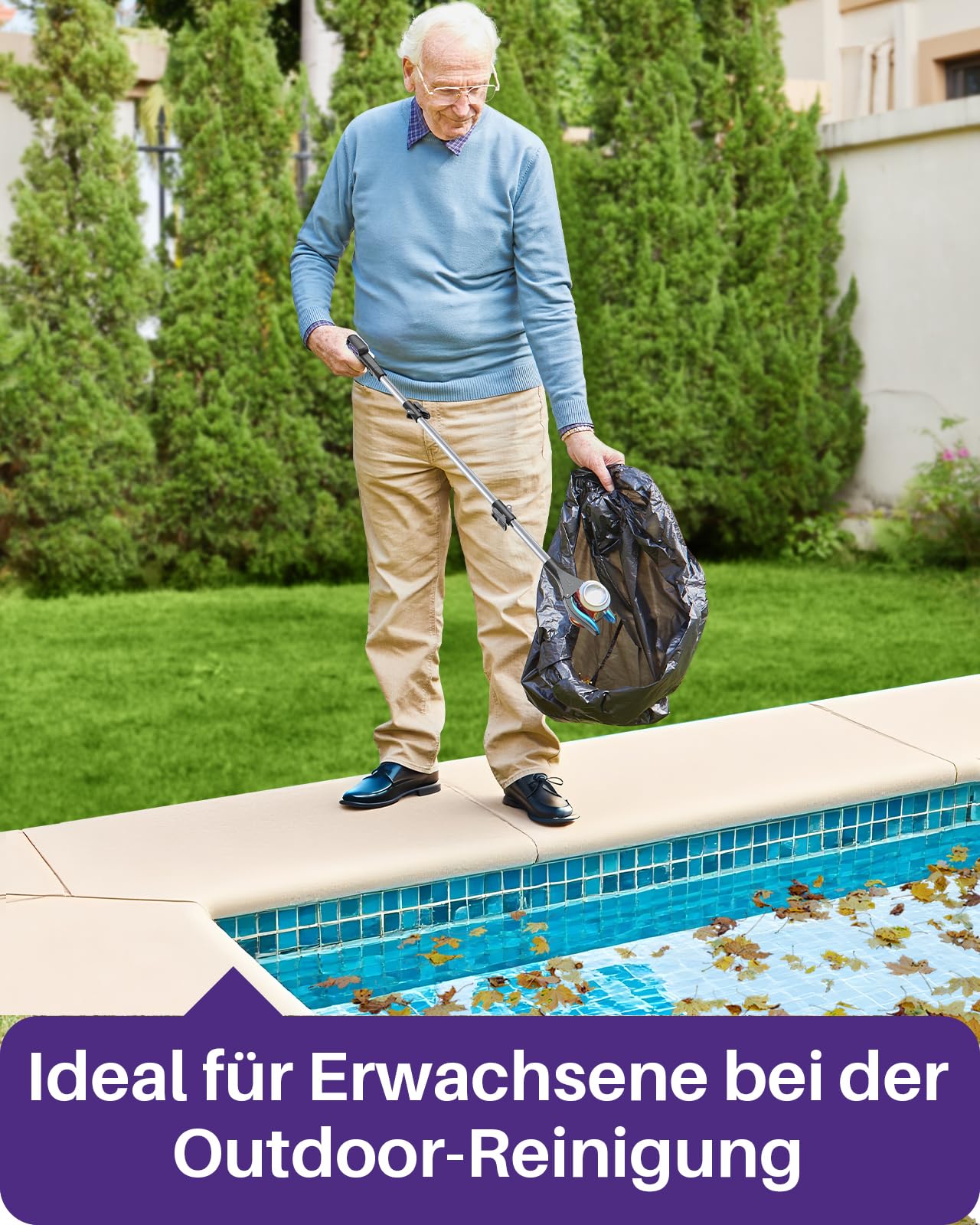 KEKOY Greifer für Senioren Testsieger 110cm Robuste Aluminium, Müllzange Greifzange Profi, Extra Langer Greifarm, Faltbare Greifer für Menschen mit Magnetspitzen(Eisblau)
