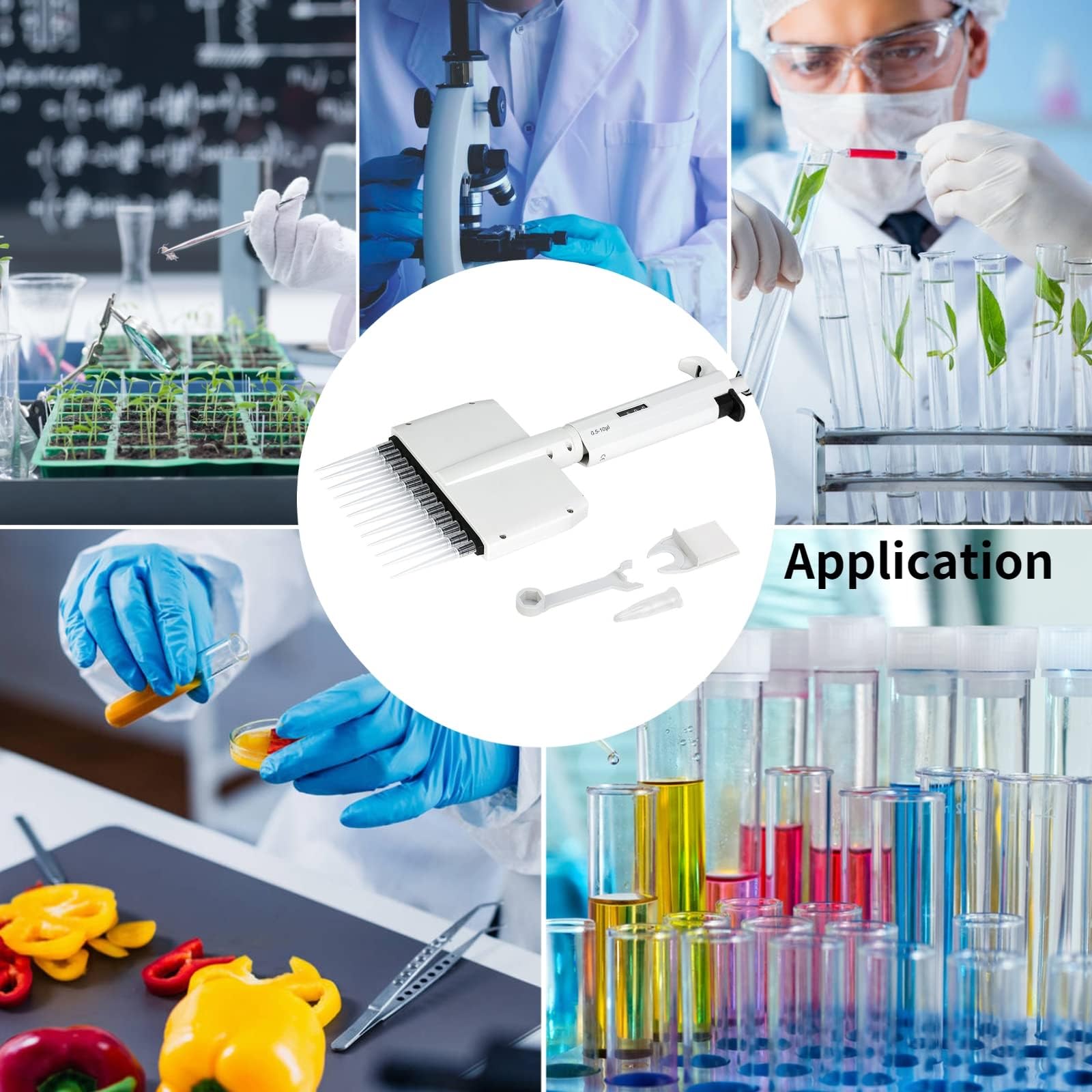 Mikropipeta laboratoryjna, 8/12-kanałowa pipeta laboratoryjna do pobierania próbek z regulowaną objętością, obrotowa o 360° końcówka do transferu cieczy, wysoce precyzyjna(8 Channel,10μl)