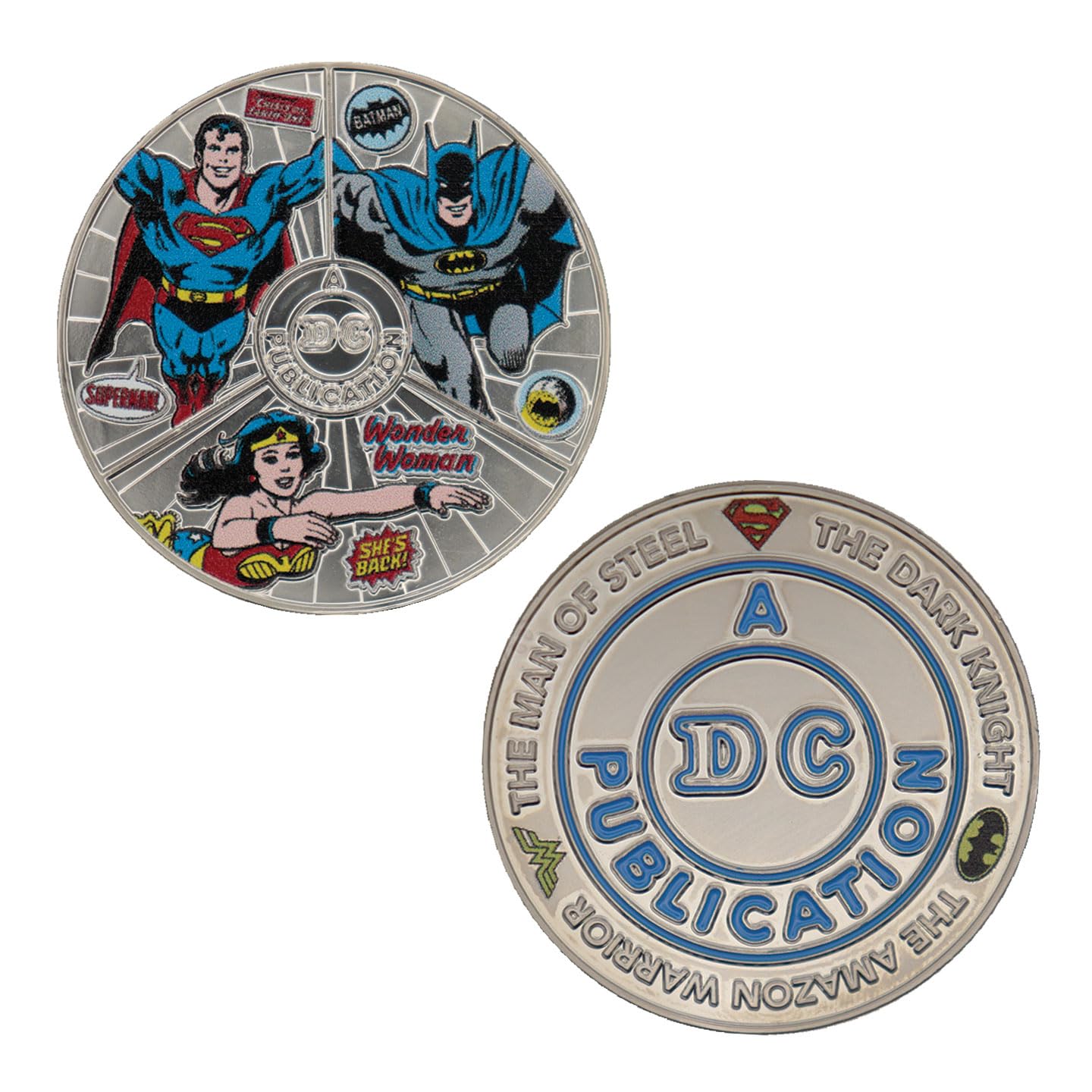 FaNaTtik DC Comics Legends Limited Edition Collector's Coin featuring Superman, Batman, and Wonder Woman