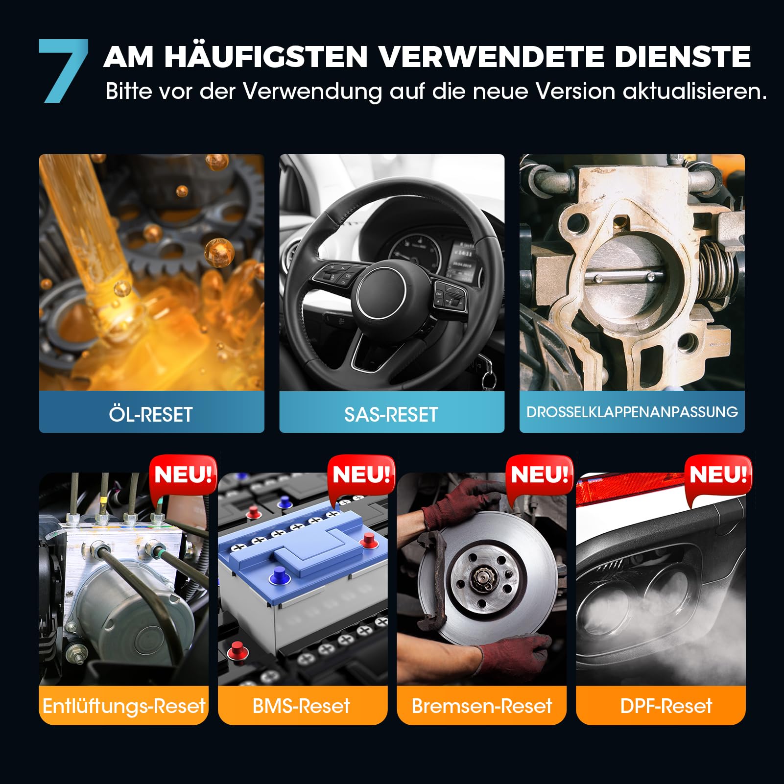 LAUNCH CRP123X V3.0 Valise Diagnostic Auto OBD2 Professionnelle - Compatible Toutes Marques, Diagnostic 4 Systèmes, Reset EPB/FAP/Vidange, SAS/BMS/TPMS, Test Batterie, Lecture VIN avec Maj GRATUITES