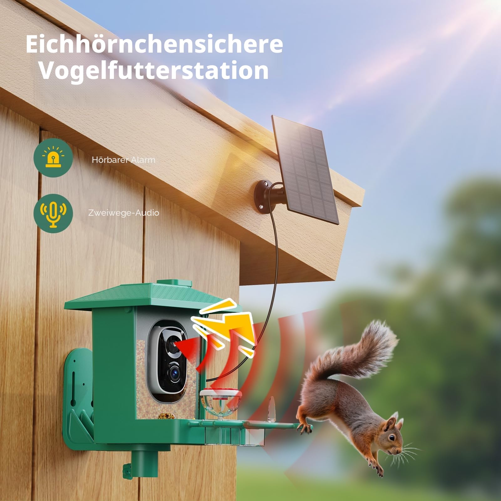 Vogelhaus mit Kamera Outdoor Solar Vogelfutterspender: 2K WLAN Vogelfutterhaus Wetterfest IP66 - Geschenke FüR Vogelliebhaber Ai Verfolgung EichhöRnchensicher - Bird Feeder Camera