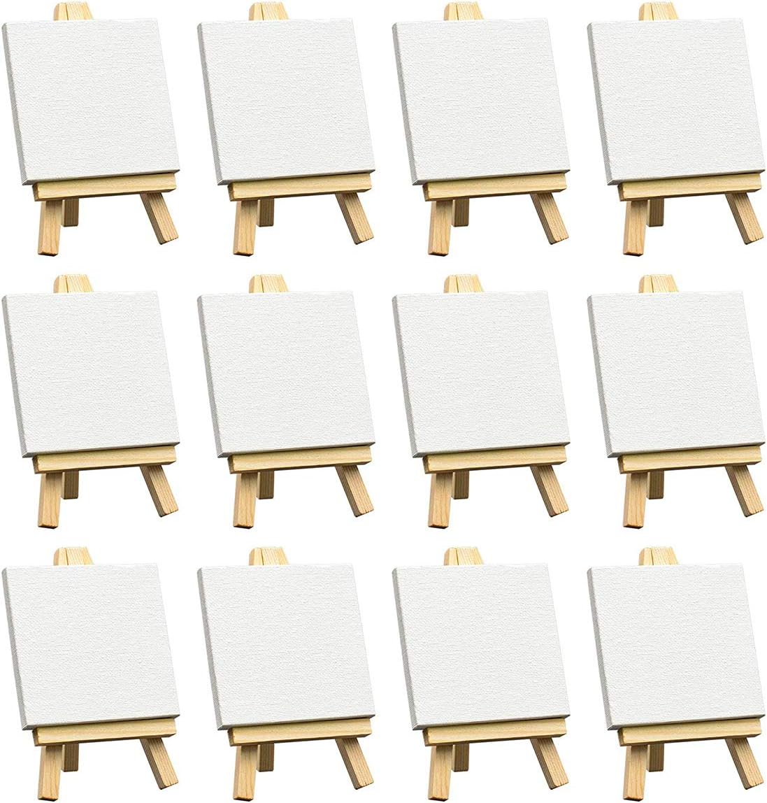 3x3 Inches Wooden Easel, 12 Packs Tabletop Display Easels, Art Craft Painting Easel Stand for Kids Artist Adults Students Classroom Tabletop Display Painting Set for Kids and Adults