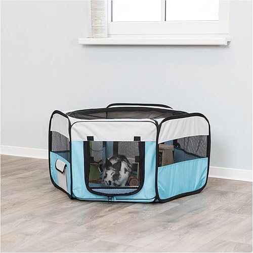 Vista 2 de TRIXIE Corral móvil de lados suaves para animales pequeños, plegable y portátil, ideal para perros, conejos, gatos, tamaño mediano