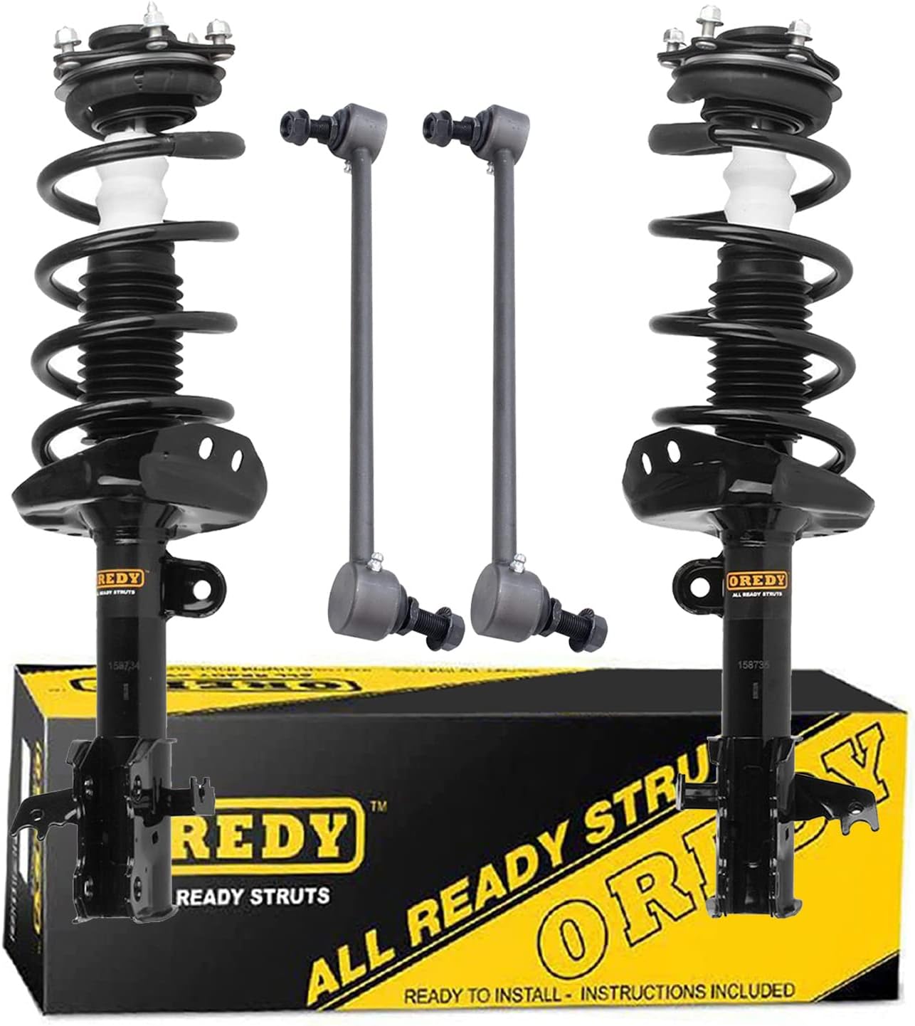 OREDY 4PC Front Struts & Sway Bar Links Kit Assembly