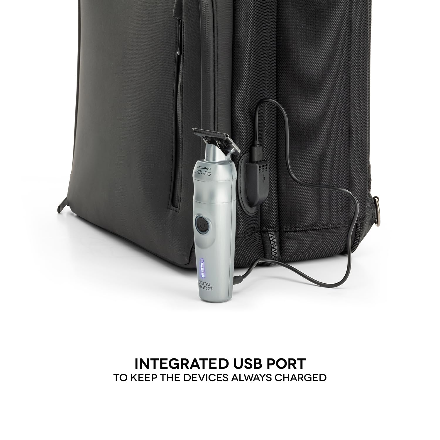 GAMMA+ Mochila de Peluquería, Mochila de Barbero Portátil con Puerto USB, Bolsa de Viaje para Peluquería para Cortapelos, Secador Tijeras, Bolso Peluquería Profesional, Impermeable, Negro