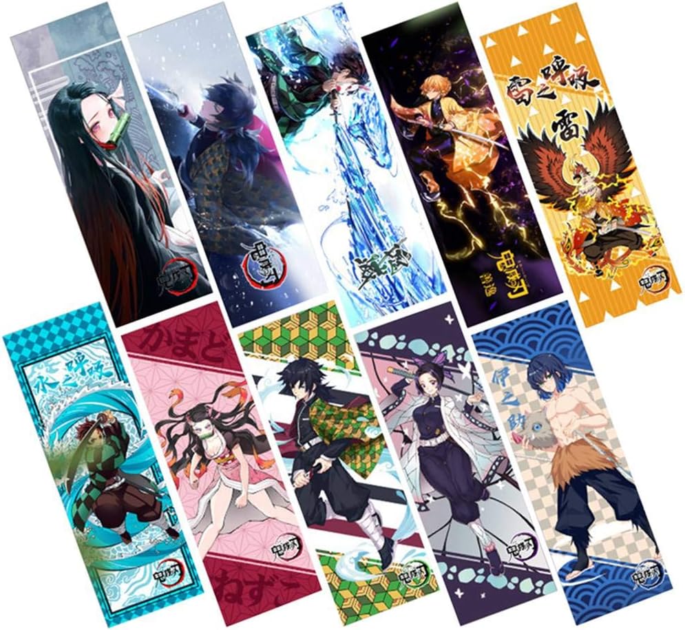 Saicowordist Set of 10 Anime Bookmarks, Cartoon Figures, Printed