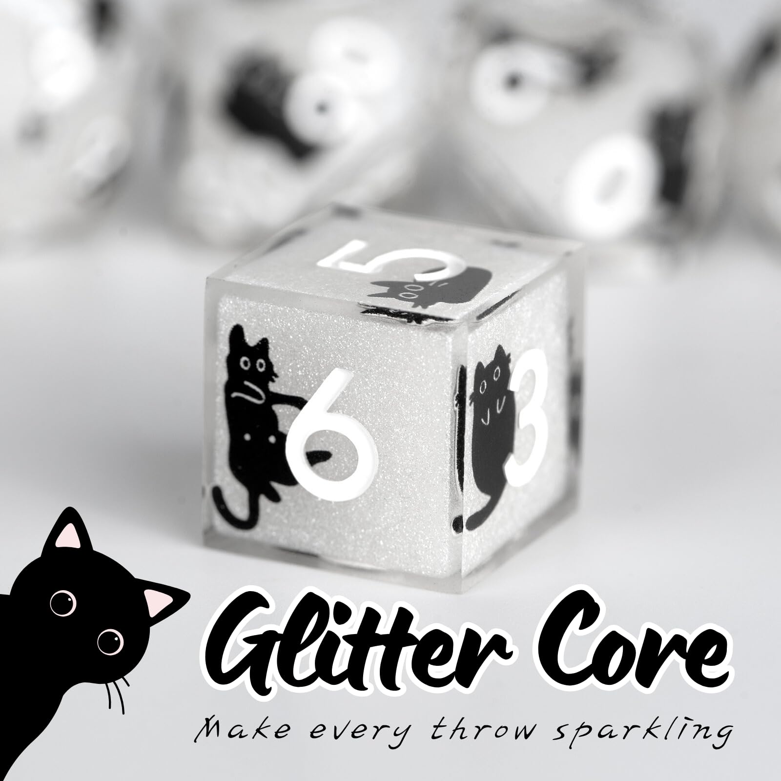 Set di dadi DND in resina, 7 pezzi, con scatola di ferro, per giochi di ruolo DND COC, giochi di ruolo e giochi da tavolo, idea regalo (nucleo scintillante)