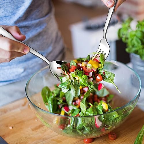 Miniatura 4 de LIANYU Utensilios de servir de 12 piezas, juego de cucharas de servir de acero inoxidable, incluye 3 cucharas de servir, 3 cucharas ranuradas, 3