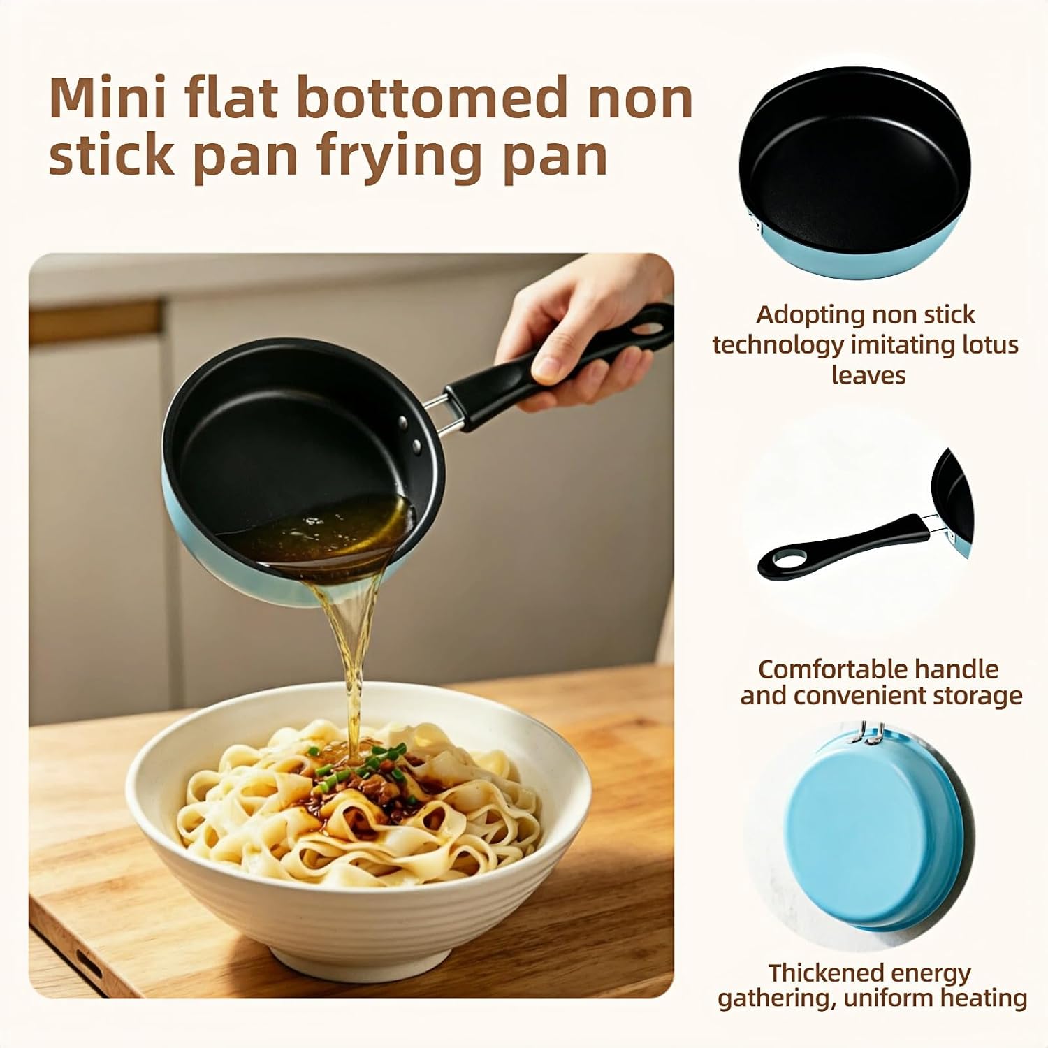 4.7 Inch Mini Nonstick Egg Frying Pan,Small Cast Iron Skillet with Heat Resistant Handle,Induction Compatible Tiny Pan for Gas Electric Stove,Compact for Single Egg Pancakes Appetizers(Blue)