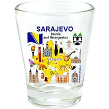 Sarajevo Bosnia and Herzegovina Map and Attractions Collage Shot Glass