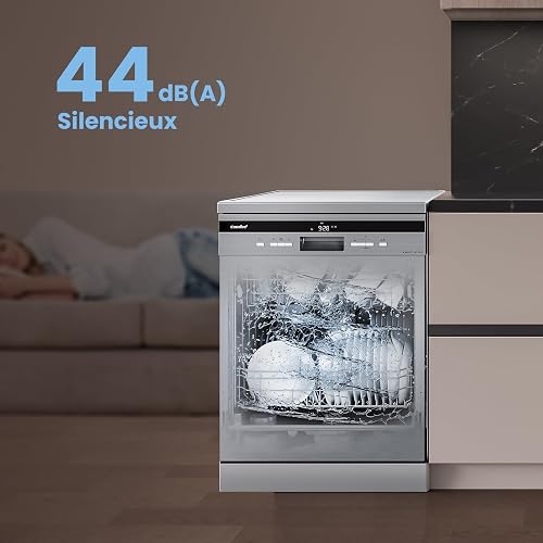 Freestanding dishwasher COMFEE' FD1435E-X for 14 place settings, large format, 44 dB, large LED display, delayed start, half load functionality, flexible brackets, stainless steel - 3