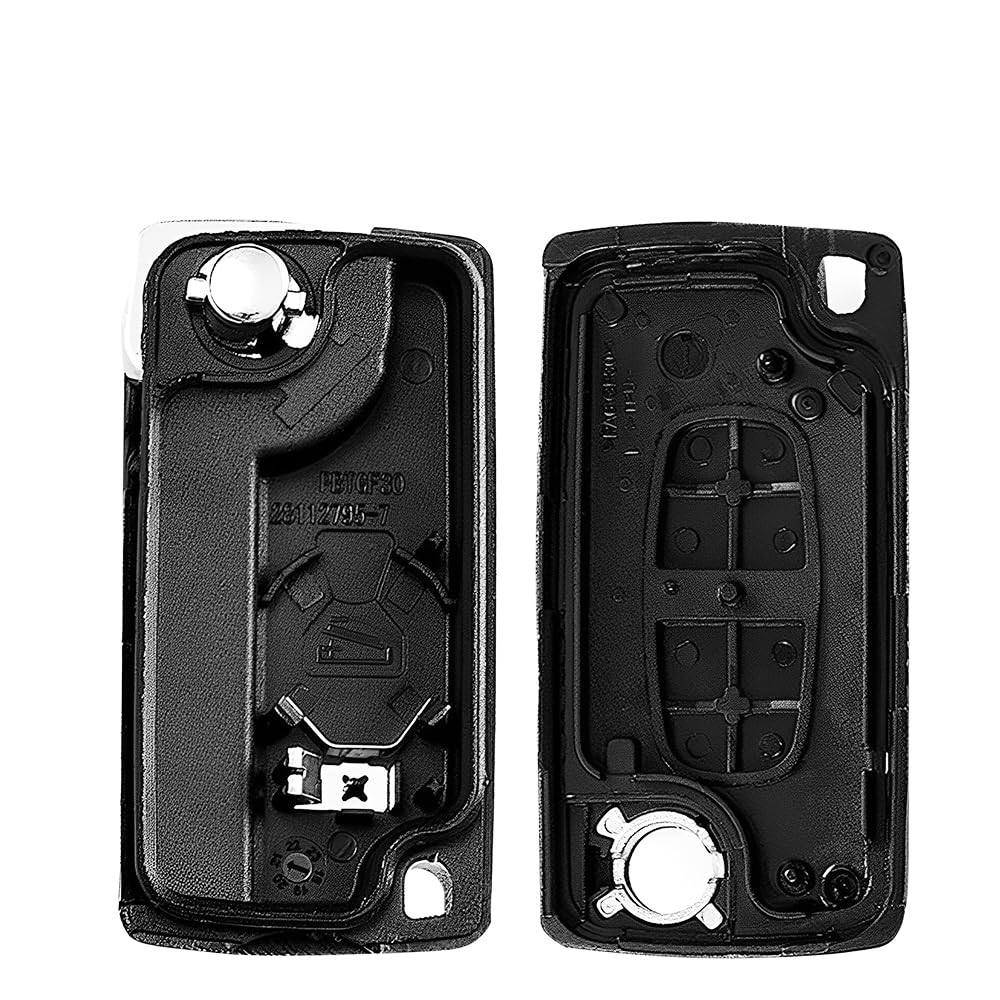 Guscio Chiave Auto 2 Tasti Per Peugeot E Citroen - Cover Ricambio Con Portachiavi In Pelle - Foto 3