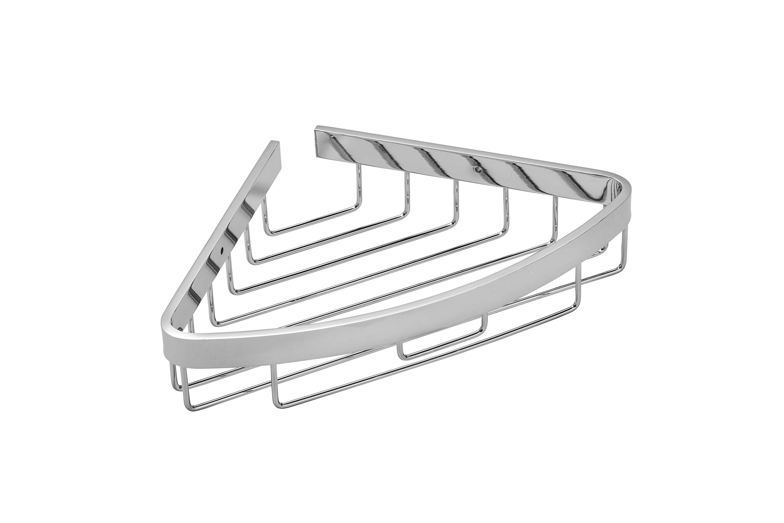 Croydex Chrome Aluminium Corner Shower Caddy - Rust-Free Bathroom Storage Basket With Wall Plugs And Screws Included, Bathroom Accessory - Screw To Wall Fixings, Max Load 5Kg